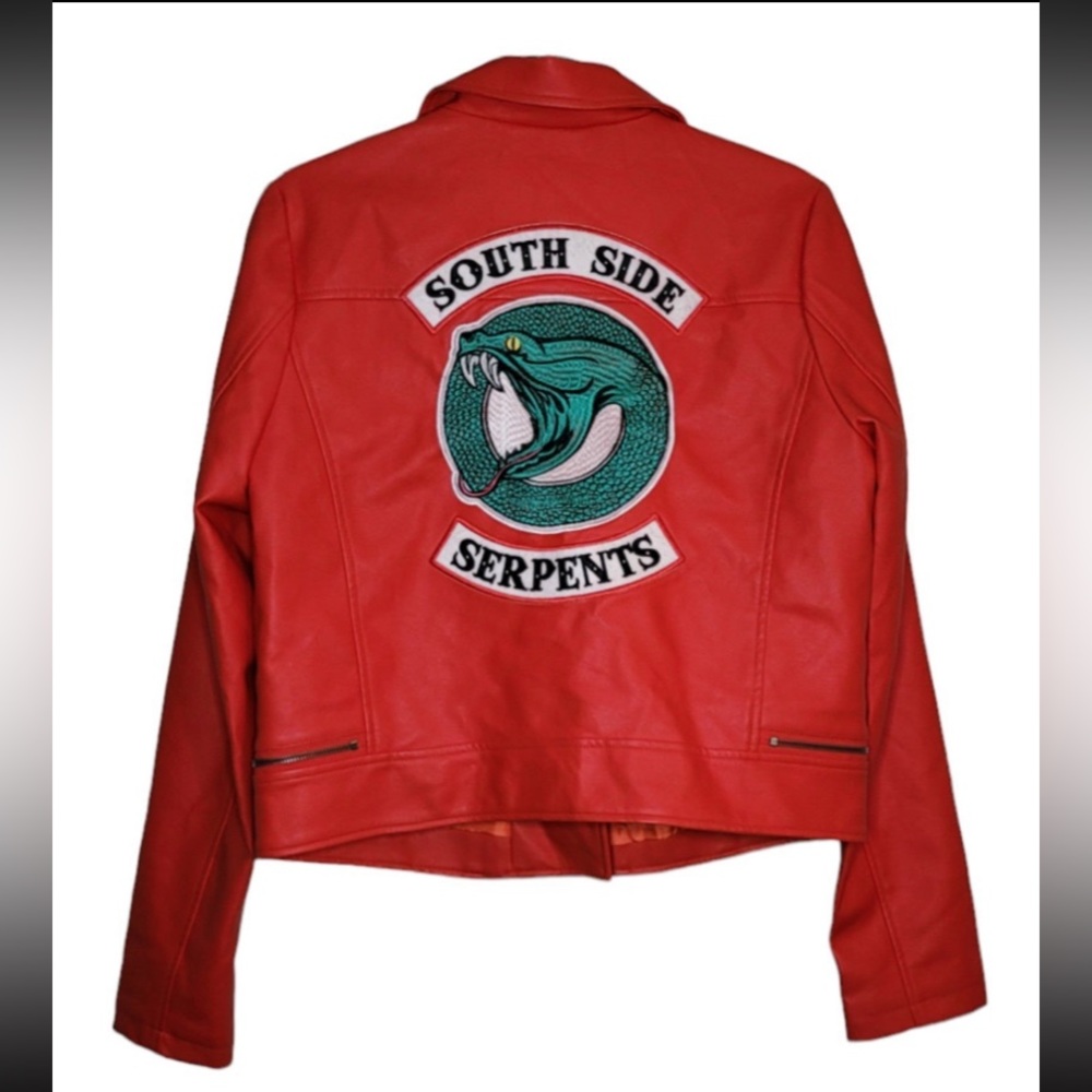 Riverdale Red Pleather Moto Jacket - Size L